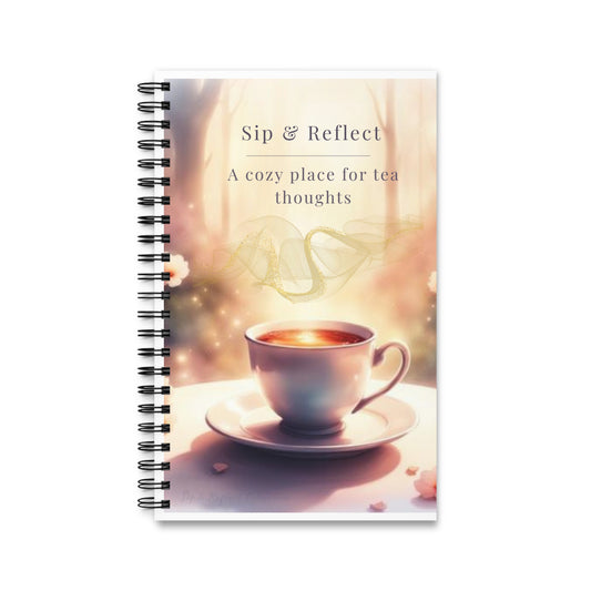Sip & Reflect Spiral Journal — Cozy Tea-Themed Notebook for Morning Pages & Gratitude