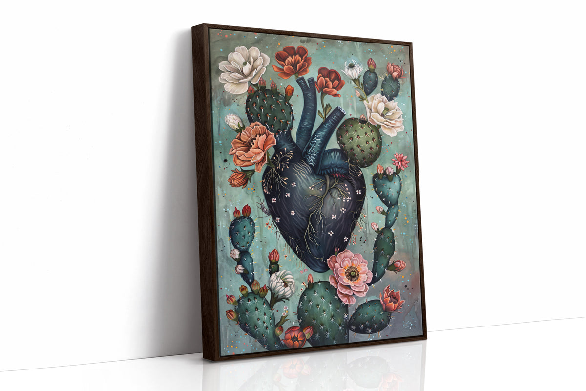 Cactus Heart Bloom – Surreal Botanical Wall Decor