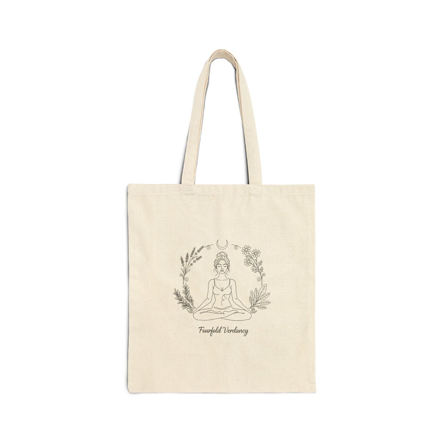 Meditation Pose Canvas Tote — "Fearful Vibes" Yoga Bag