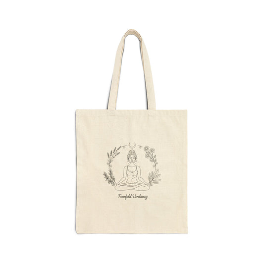 Meditation Pose Canvas Tote — "Fearful Vibes" Yoga Bag