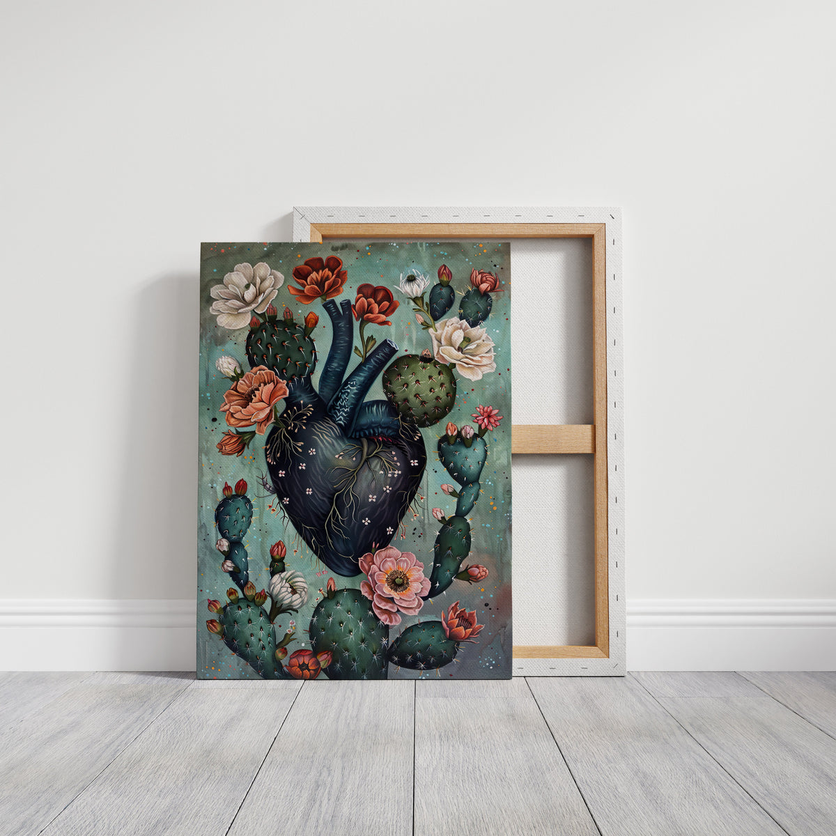 Cactus Heart Bloom – Surreal Botanical Wall Decor