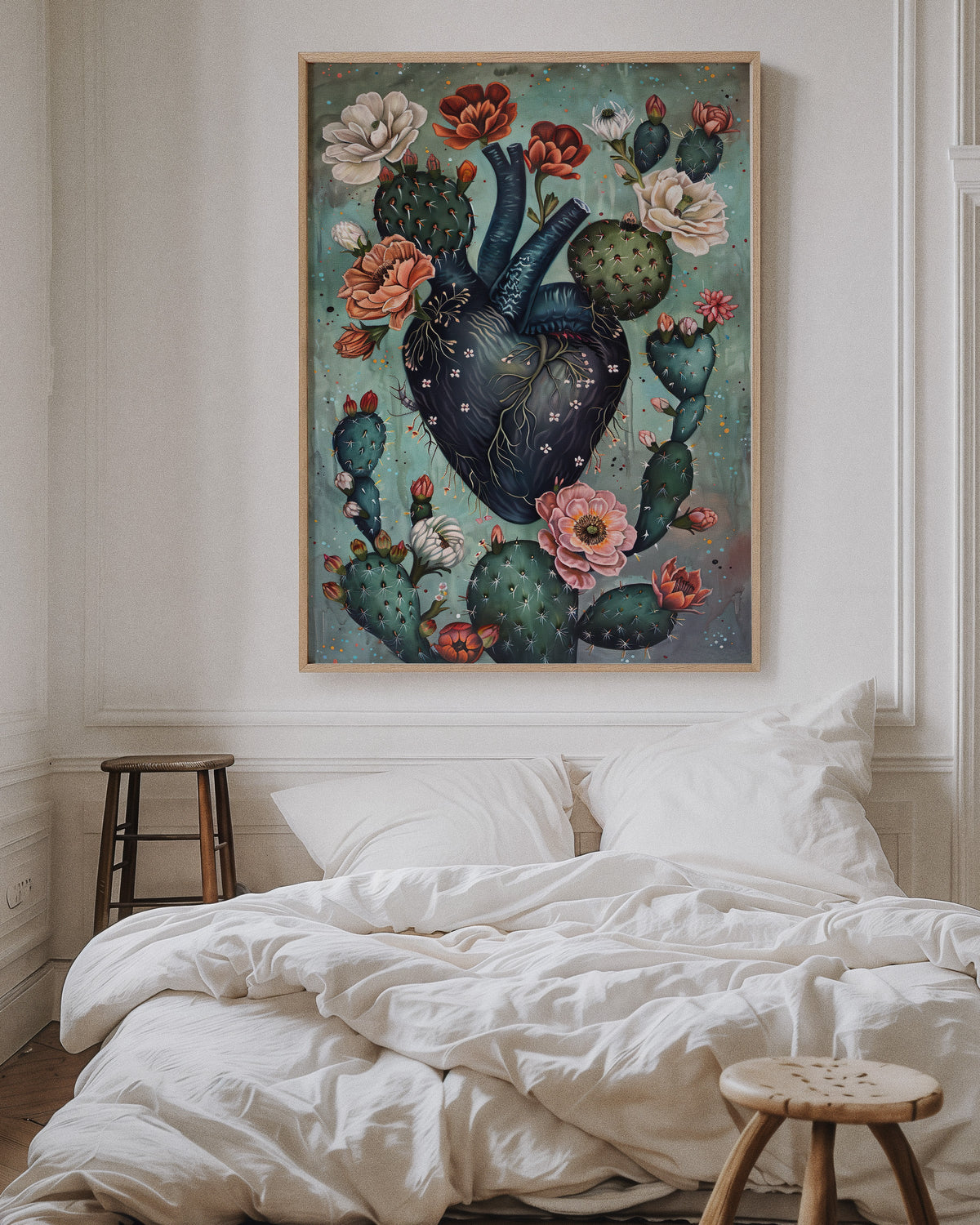 Cactus Heart Bloom – Surreal Botanical Wall Decor