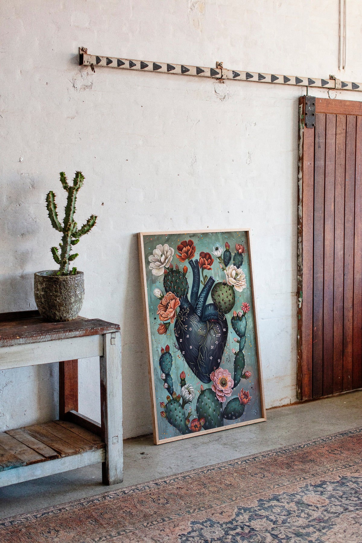 Cactus Heart Bloom – Surreal Botanical Wall Decor