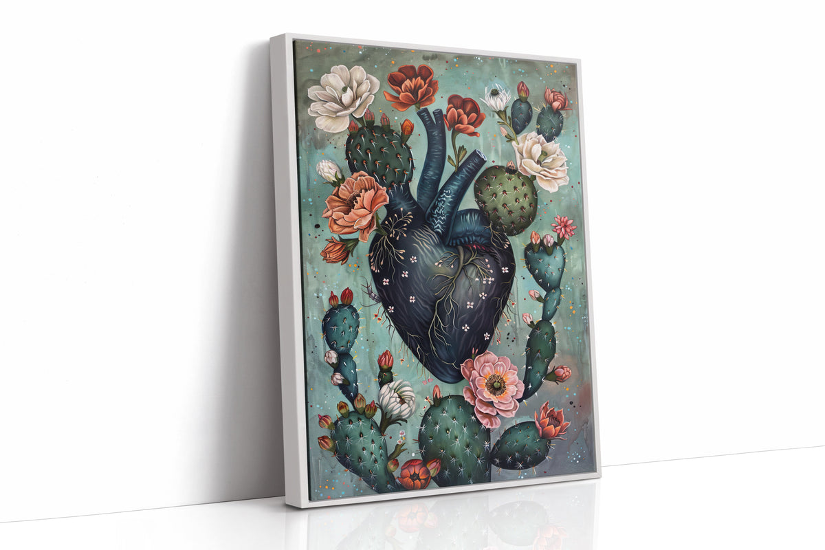 Cactus Heart Bloom – Surreal Botanical Wall Decor