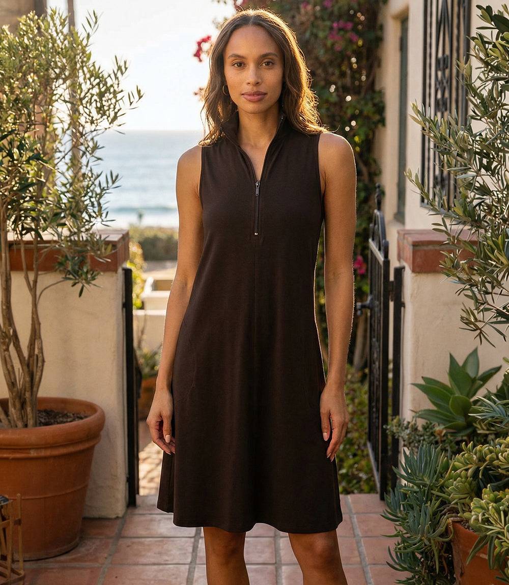 Karen Kane Sleeveless Zip-Up Travel Jersey Dress