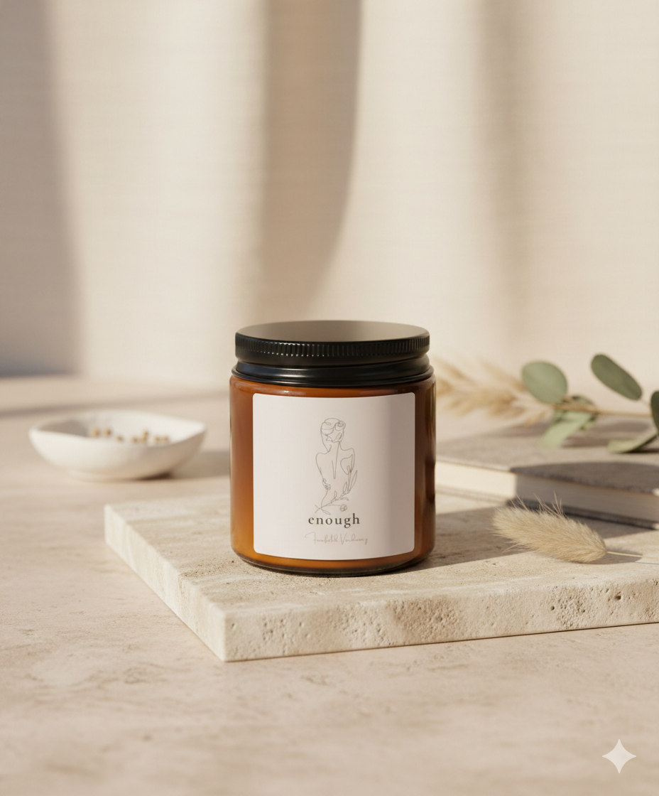 Soy Candle — 'enough' Amber Jar Scented Candle (Multiple Sizes)