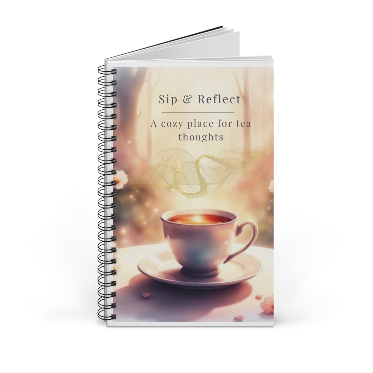 Sip & Reflect Spiral Journal — Cozy Tea-Themed Notebook for Morning Pages & Gratitude