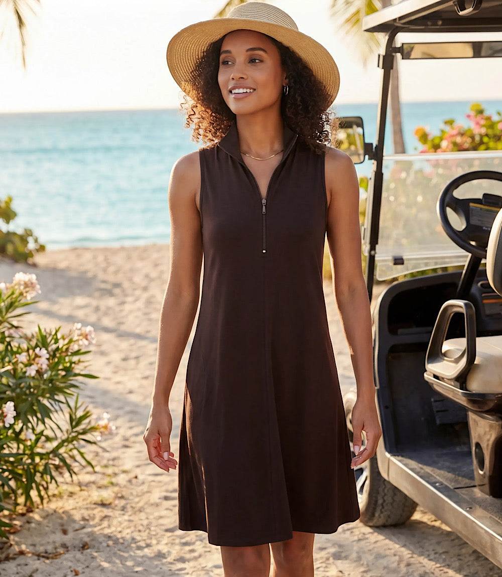Karen Kane Sleeveless Zip-Up Travel Jersey Dress