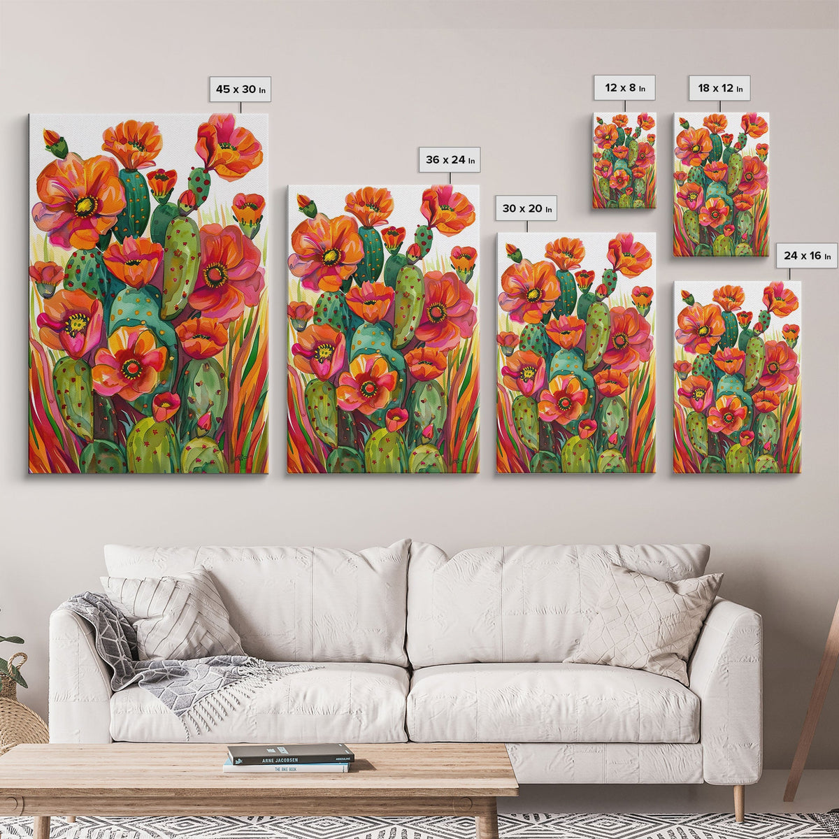 Vibrant Desert Cactus and Flowers Wall Art