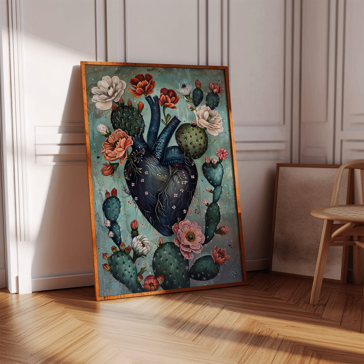 Cactus Heart Bloom – Surreal Botanical Wall Decor