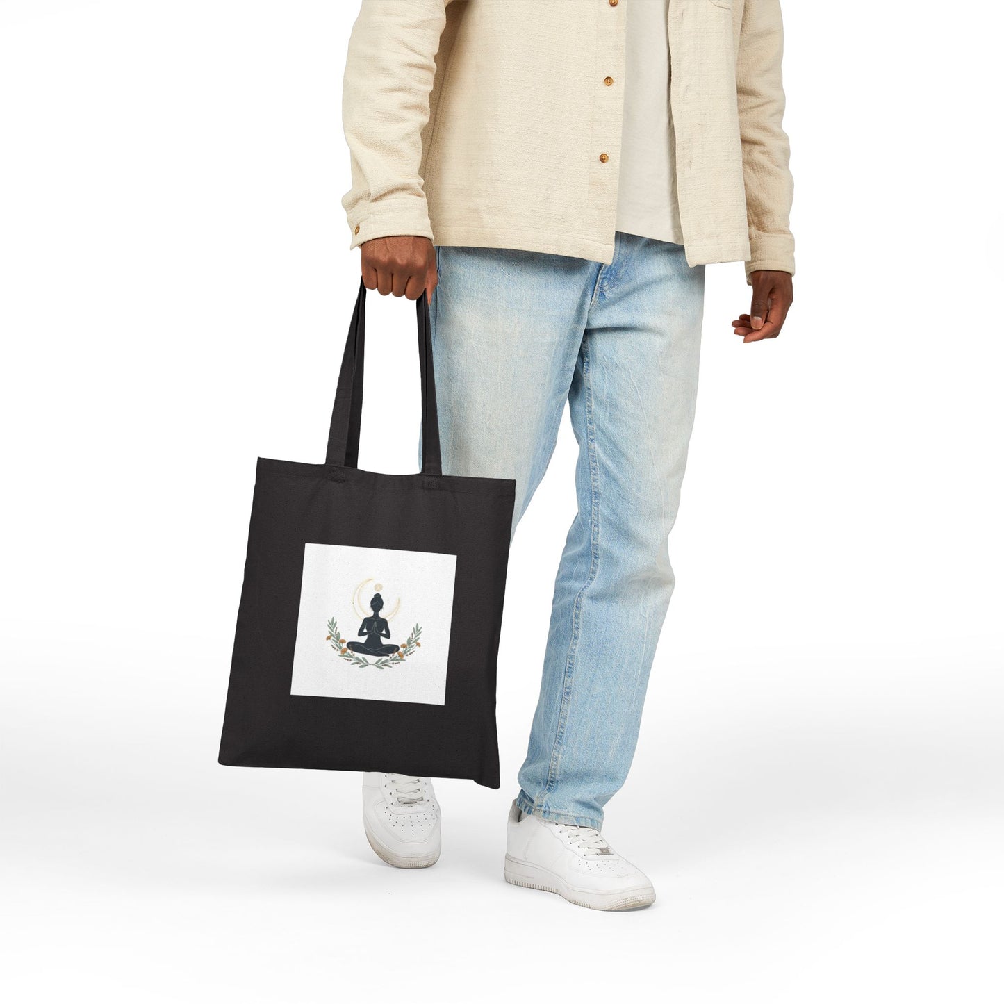 Stoic Sun Wave Tote, Mythic Minimalism canvas tote | wing motif, fate slogan