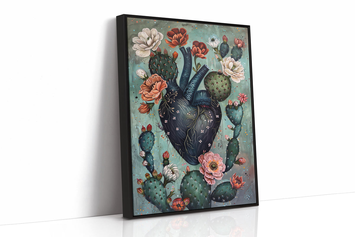 Cactus Heart Bloom – Surreal Botanical Wall Decor