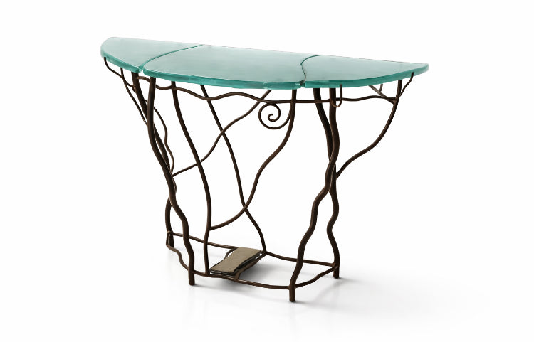 Organic Half Moon Console Table with Slate