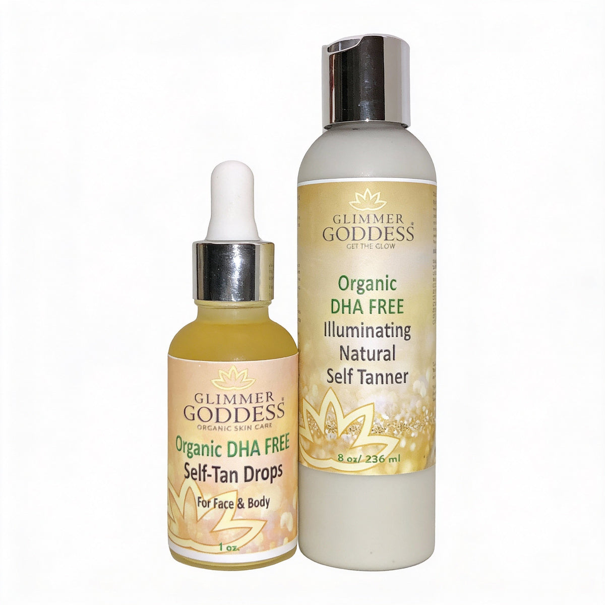 DHA-Free Self Tanner Bundle – Lotion + Drops for Natural Glow Without Smell or Orange Tones