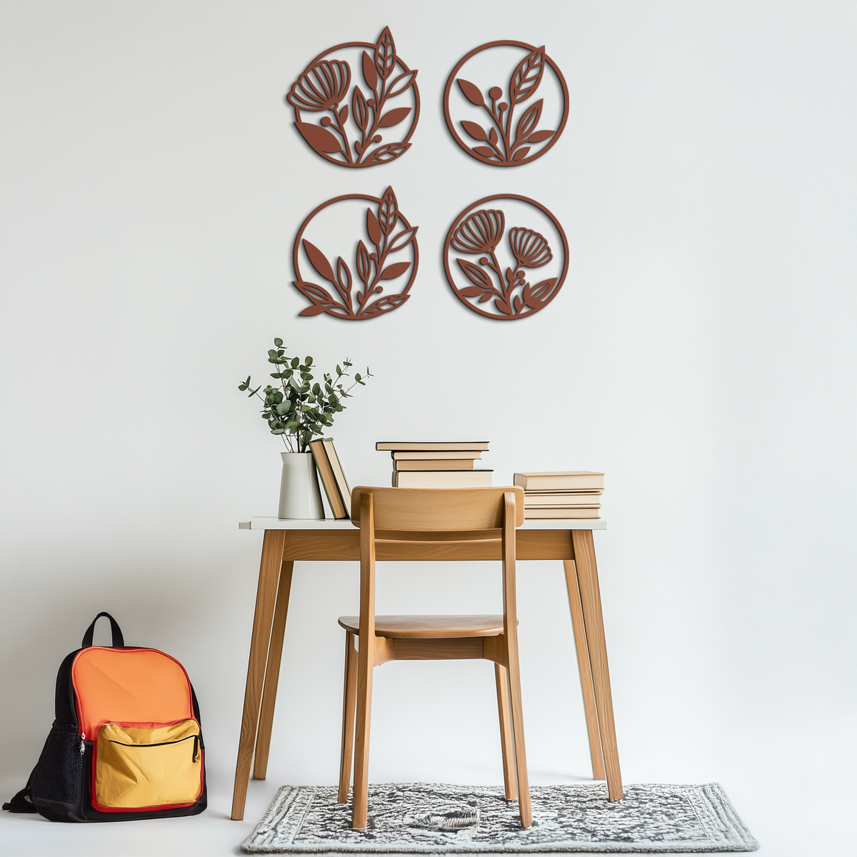 Floral Botanical Metal Wall Art - Nature-Inspired Circle Wall Decor