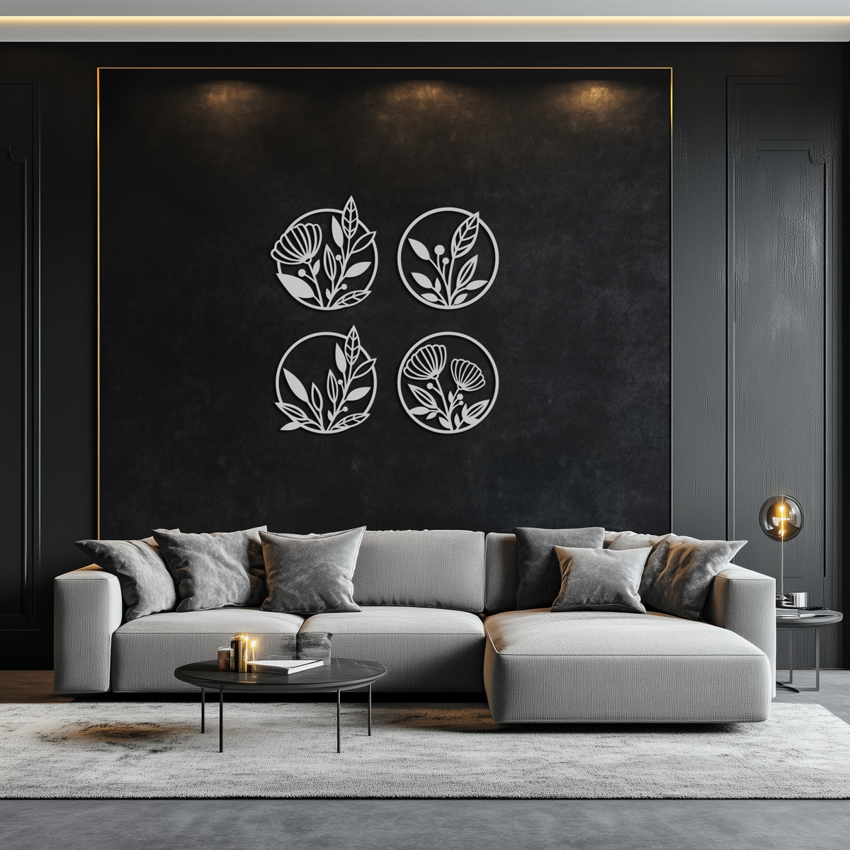 Floral Botanical Metal Wall Art - Nature-Inspired Circle Wall Decor