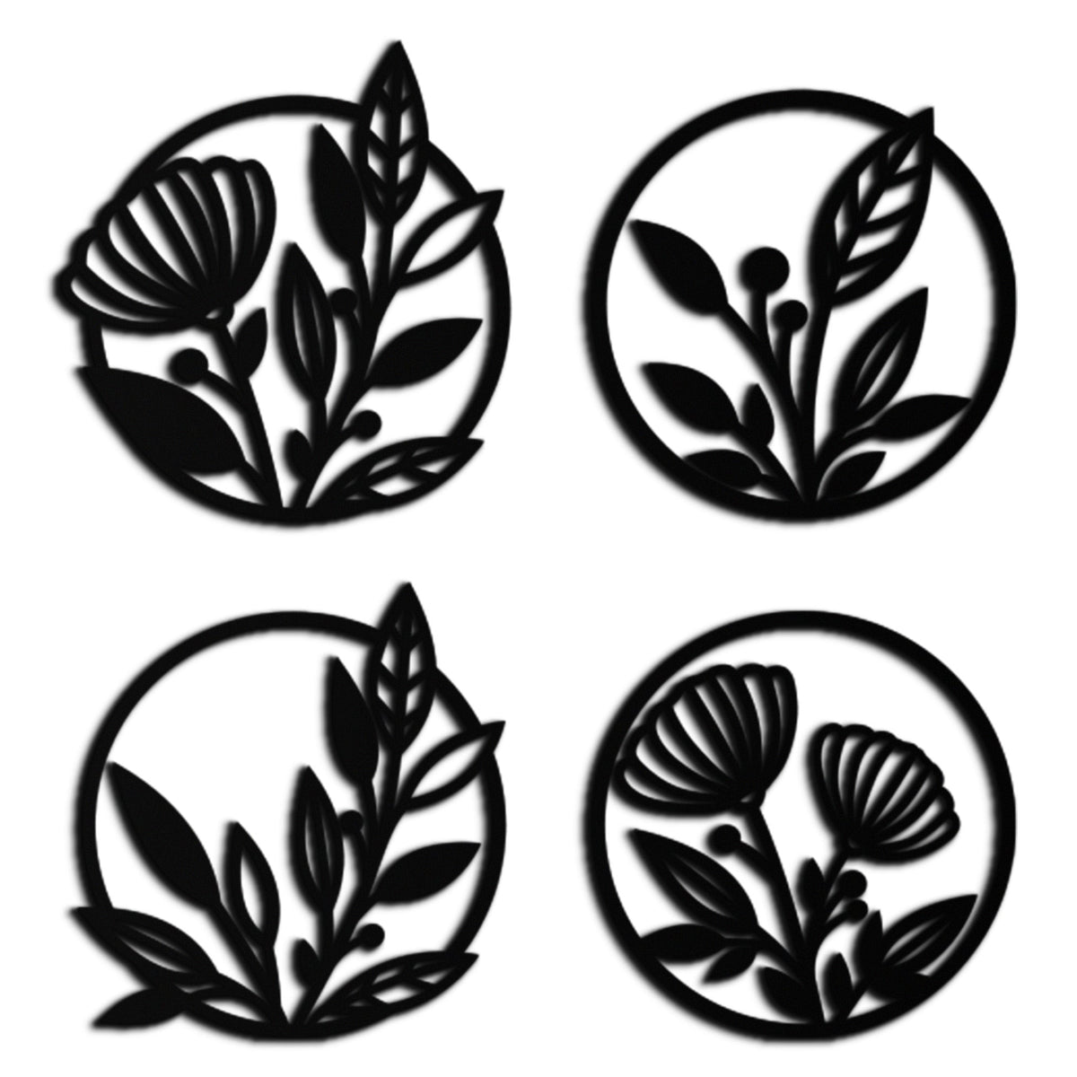 Floral Botanical Metal Wall Art - Nature-Inspired Circle Wall Decor