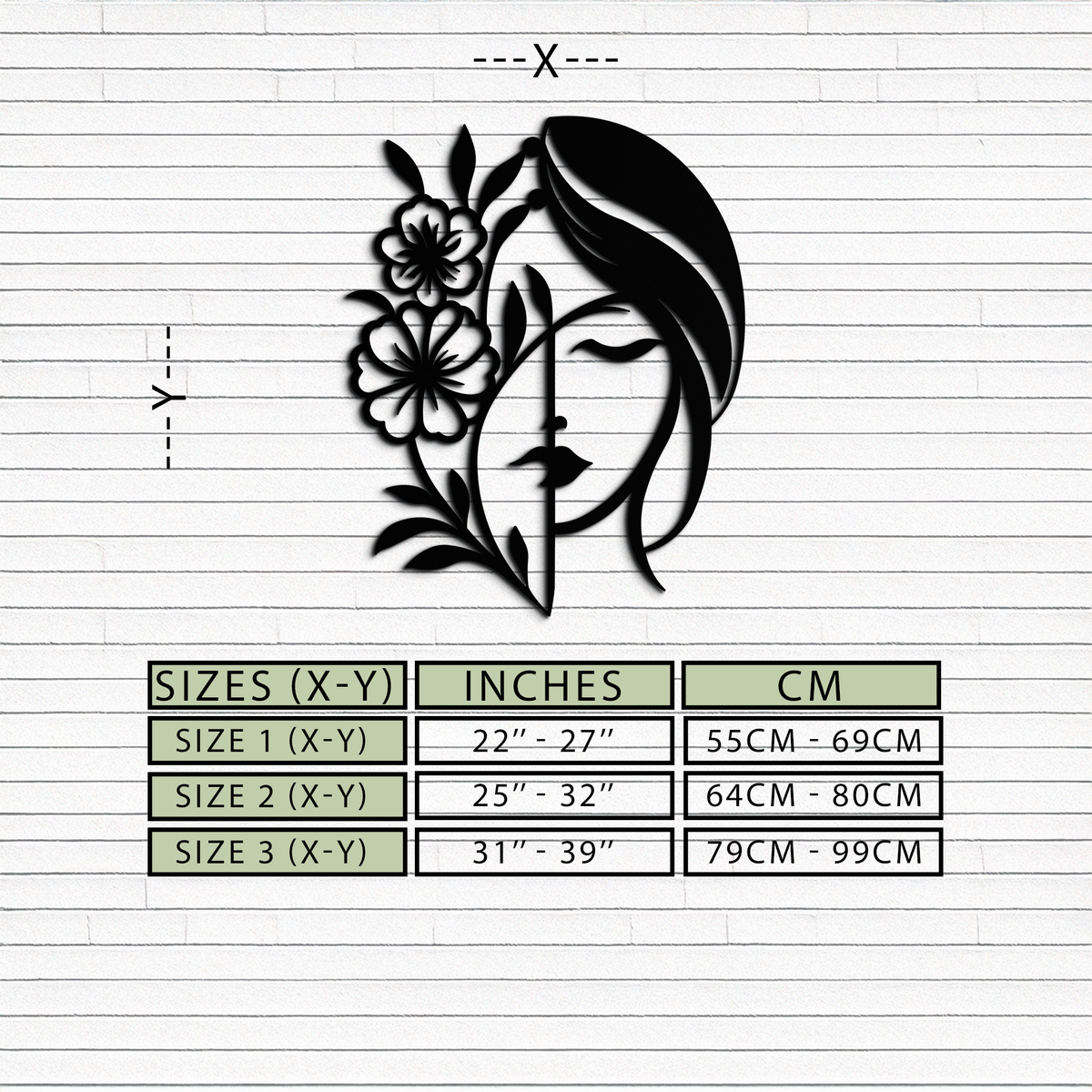 Woman with Flower Metal Wall Art – Elegant Female Silhouette Steel Decor