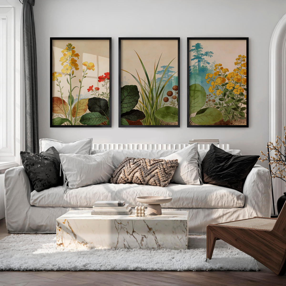 japandi painting Botanical Meadow Study