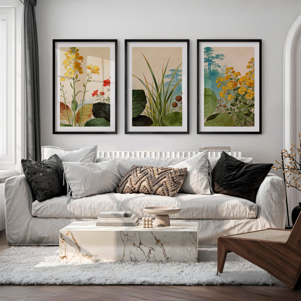 japandi painting Botanical Meadow Study