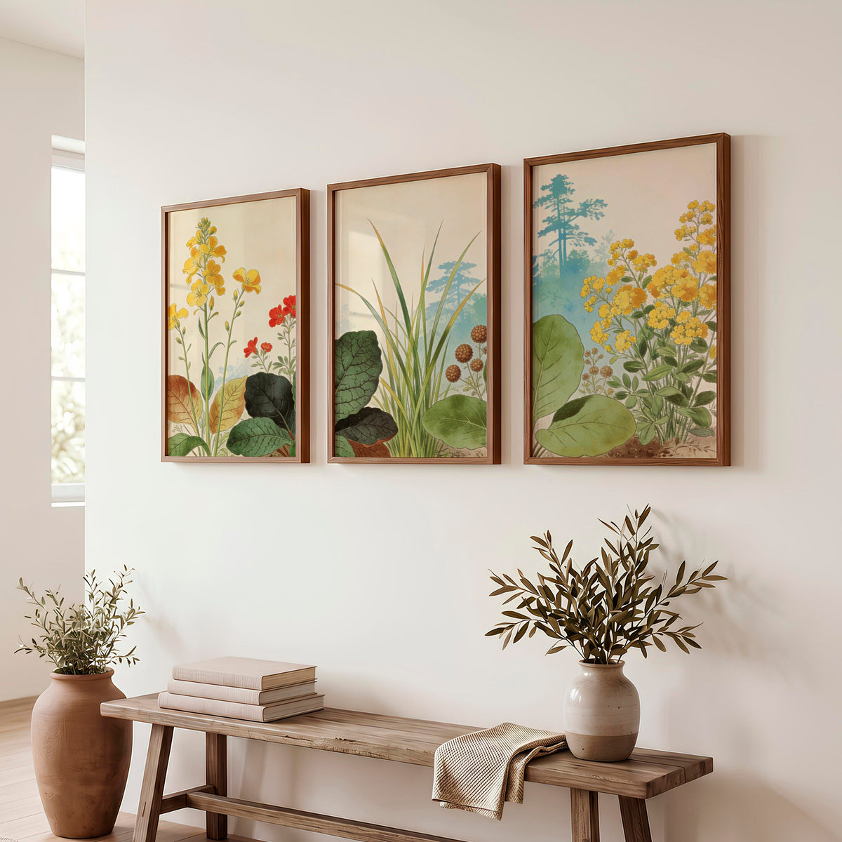 japandi painting Botanical Meadow Study