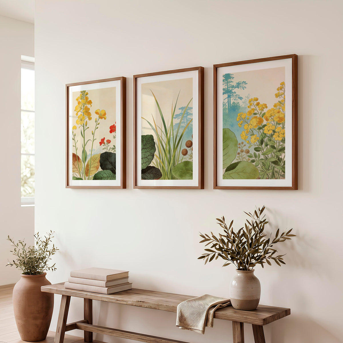 japandi painting Botanical Meadow Study