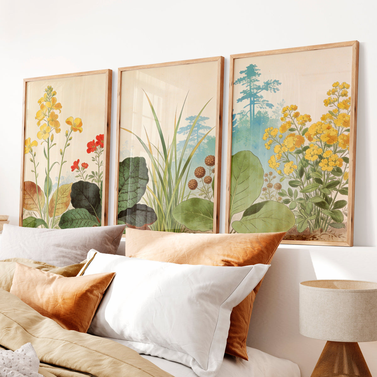japandi painting Botanical Meadow Study