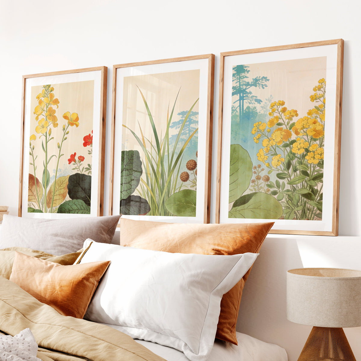 japandi painting Botanical Meadow Study